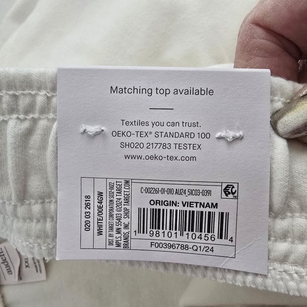 NWT Auden White Fleece Stretch Athletic Shorts Size XXL Elastic Drawstring - Picture 10 of 10